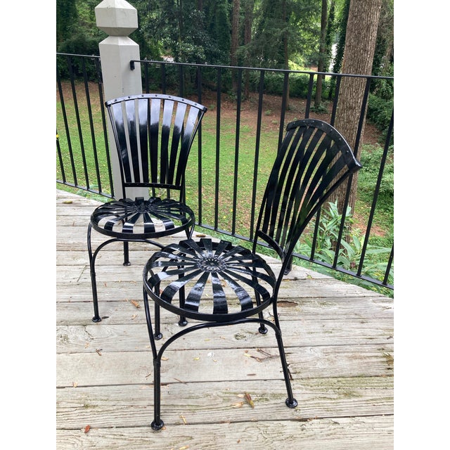 Metal Francois Carre Petite Fan Back Garden Chairs - Group of 6, Attributed For Sale - Image 7 of 10
