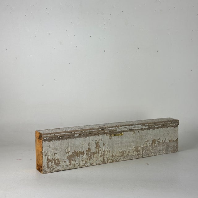 A lovely Architectural Salvage vintage fragment of a painted wood panel or trim element. Nice distressed paint and unique...