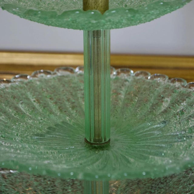 Glass Bohemian Green Overshot Glass Epergne – Three Tiered Tidbit Tray, Victorian For Sale - Image 7 of 8