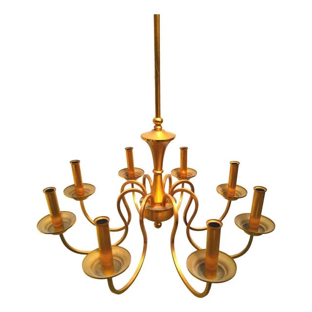 1950s Eight Lights Chandelier by Oscar Torlasco Design for Lumi Milano, 1950s For Sale - Image 5 of 10