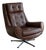 Dark Brown Tufted Leather Swivel Lounge Chair Danish Mid-Century Modern 1970s For Sale