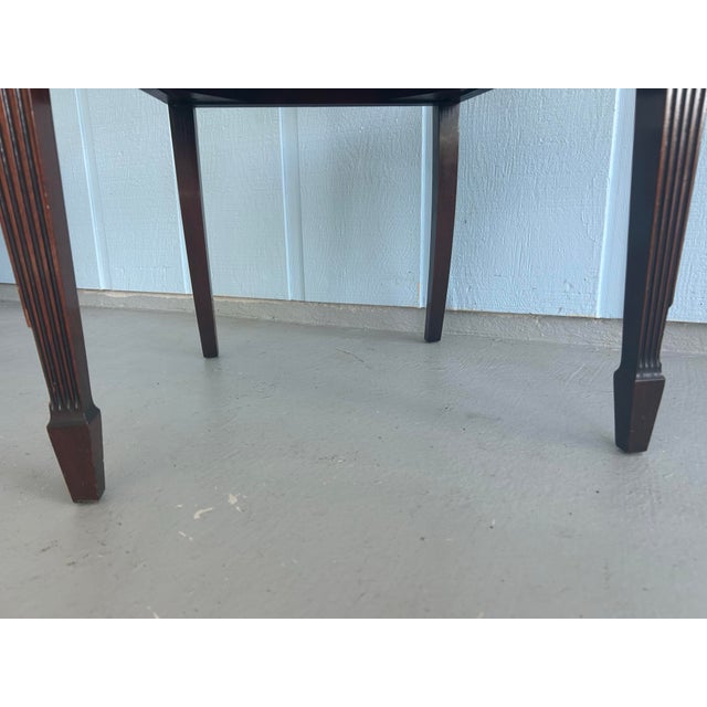 c.1900 Hepplewhite Style Mahogany Armchair With Red Velvet Seat – Lattice Back Accent Chai For Sale - Image 10 of 12