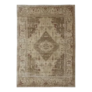 Indian Floral Medallion Oushak Area Rug by Keivan Woven Arts