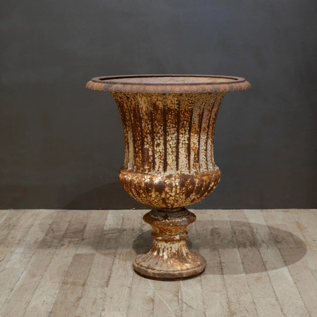 Large Antique Cast Iron Garden Urn For Sale - Image 4 of 8