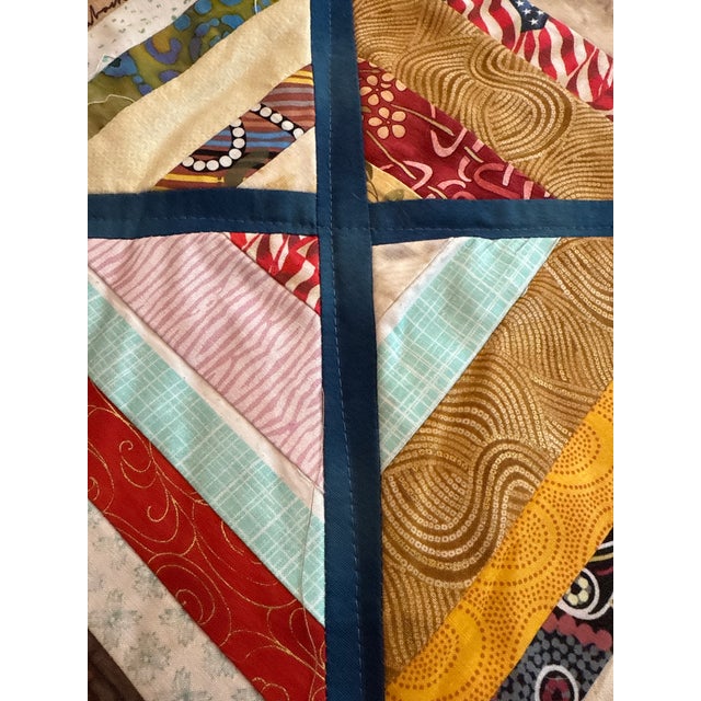 American Folk Art Patchwork Lap Quilt or Wall Hanging For Sale - Image 9 of 10