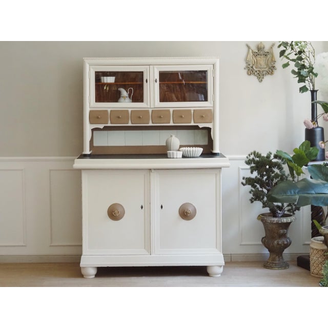 Antique White Glass Display Cabinet For Sale - Image 14 of 14