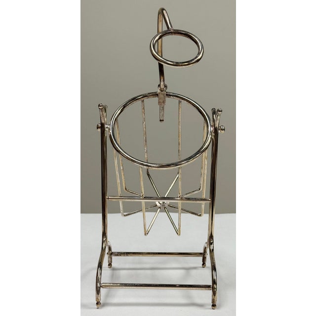Vintage Silver-Plated Wine Bottle Caddy For Sale In Kansas City - Image 6 of 8