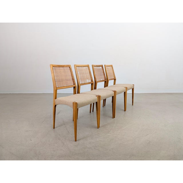 Beige Vintagw Chairs with Birch Cane Weave, Set of 4 For Sale - Image 8 of 12
