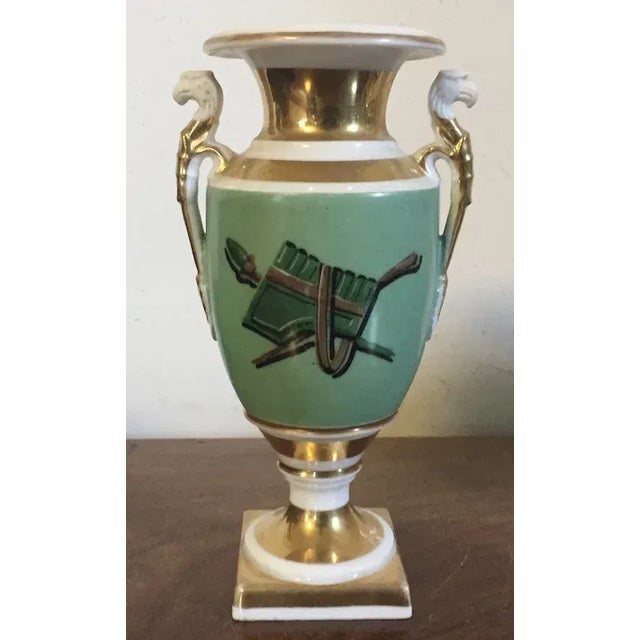 1820 French Empire Porcelain Vase Decorated with Landscape Scene and Trophies For Sale In New York - Image 6 of 13