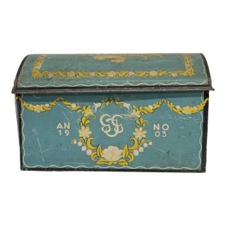 Antique 1904 Swedish Large Chocolate Tin For Sale