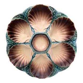 Majolica Oyster Plate Sarreguemines Digoin, Circa 1900 For Sale