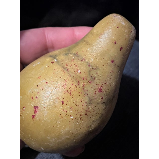 7 Piece Lot Mid 20th Century Italian Carved Stone Fruit in Glass Bowl Grapes Banana Orange Apple For Sale - Image 9 of 12