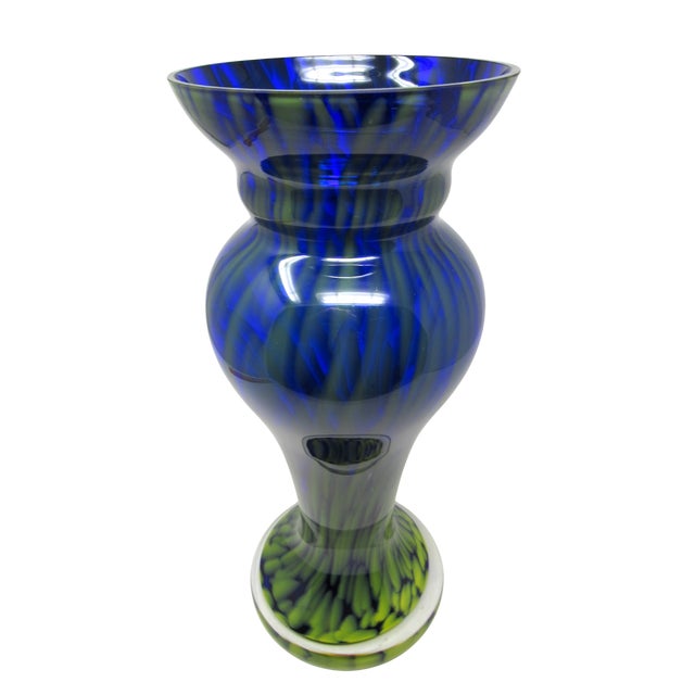 Cobalt and Yellow Glass Vase by Justyna Krosno For Sale - Image 4 of 9
