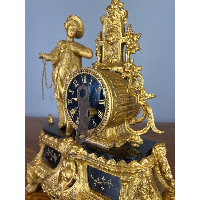 Antique Louis XV French Neo Rococo Figural Bronze Clock For Sale - Image 11 of 12