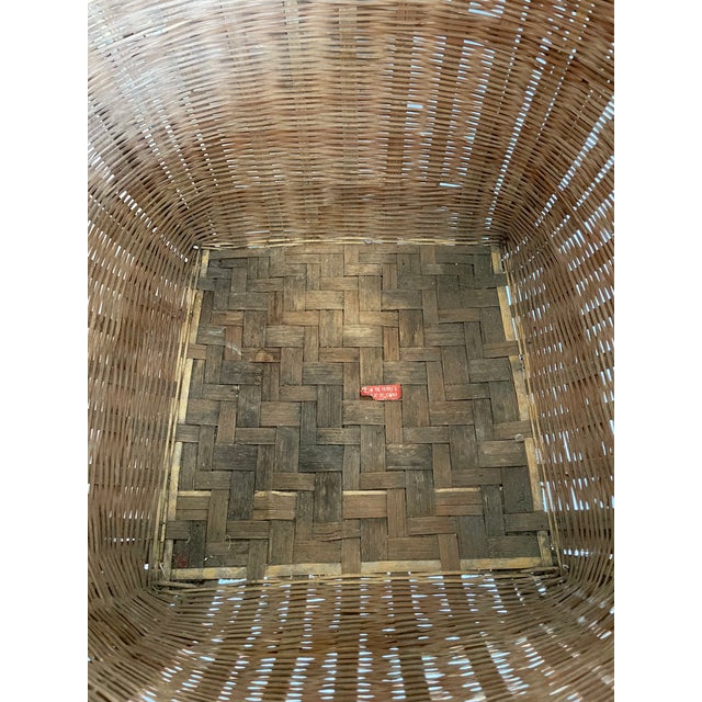 1960's Asian Wicker and Bamboo Basket Made in the People's Republic of China For Sale - Image 4 of 12
