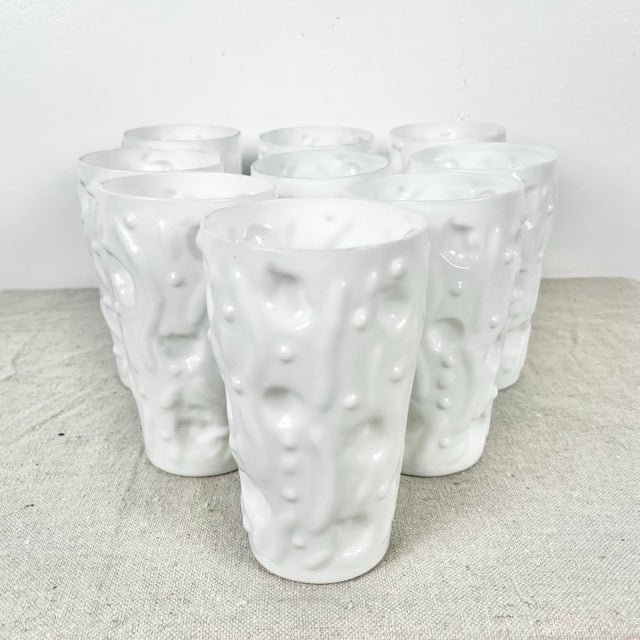 Mid 20th Century Mid 20th Century Mid Century Modern Bryce Brothers ‘El Rancho’ Milk Glass Tumblers- Set of 9 For Sale - Image 5 of 6