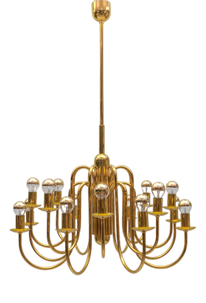 Mid-Century Modern Brass Chandelier Lamp, Italy, 1970s