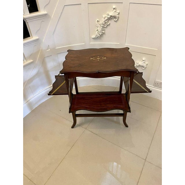 Antique Edwardian Inlaid Rosewood Side Table , 1901 For Sale - Image 4 of 15