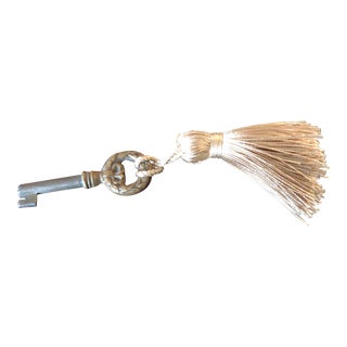 Antique French Skeleton Key With Tassel For Sale