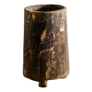 Vintage Indian Wabi Sabi Decorative Wooden Naga Planter Pot, 1960s For Sale