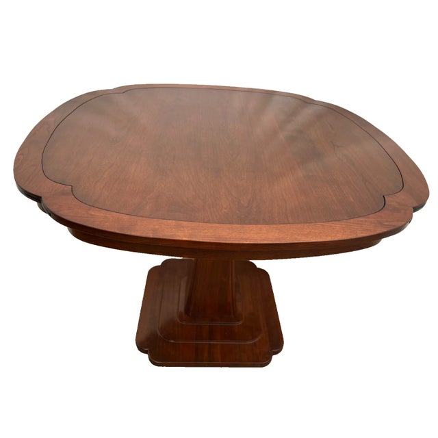Wood Vintage Stickley Pedestal Table Solid Cherry Clover Pattern Kitchen Game Room For Sale - Image 7 of 13