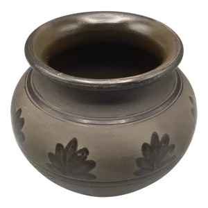 Signed Kovats Studio Art Hungarian Black Pottery Squat Vase