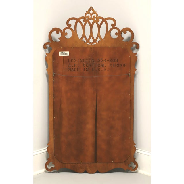 Wood Lexington Distressed Mahogany Chippendale Style Beveled Wall Mirror For Sale - Image 7 of 9
