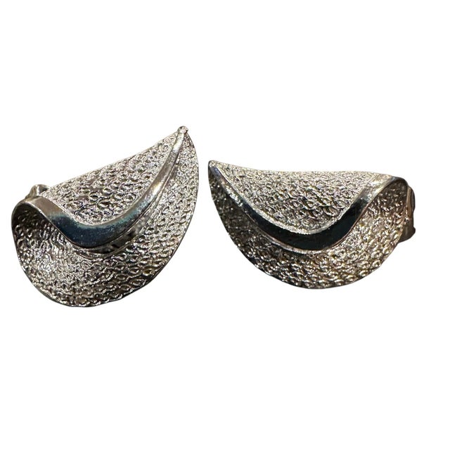 Mid 20th Century Coro Silver Tone Clip on Earrings - A Pair For Sale - Image 5 of 5