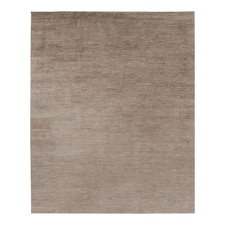 Rug & Kilim’s Oversized Modern Textural Rug in Brown, White and Beige Striae - 13x16 For Sale
