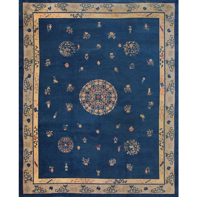 Blue Early 20th Century Chinese Peking Carpet ( 10' x 12'4" - 305 x 375 ) For Sale - Image 8 of 12