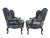 Rustic European Crocodile Embossed Leather Chairs by Old Hickory Tannery, a Pair, Wingback Chairs, Nailhead Trim, Style of Massoud Lettsworth Wing Chair For Sale - Image 3 of 12