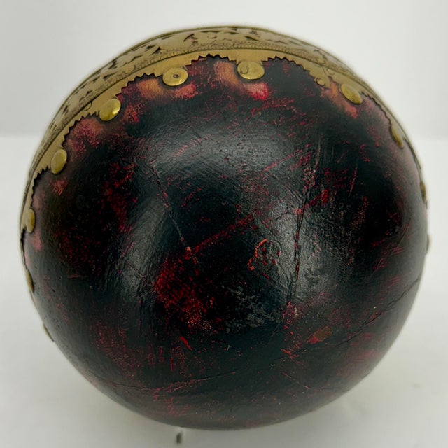 French Antique Bowling Ball With Brass Decoration For Sale In Philadelphia - Image 6 of 12