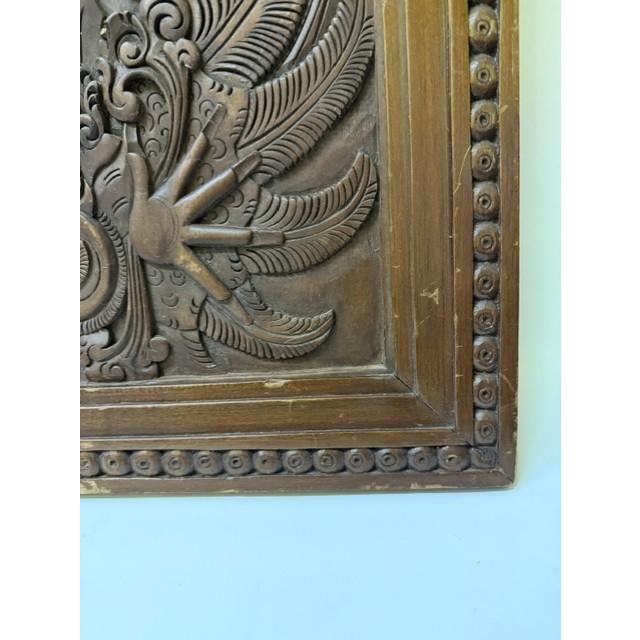 1960s Balinese Hand-Carved Teak Mythological & Bhoma Relief Panel - Museum Auction Provenance For Sale - Image 11 of 15