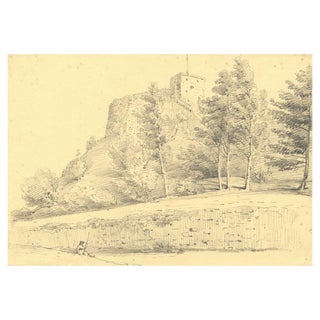 Monro, The Keep of Carisbrooke Castle, Isle of Wight, 1839, Graphite Drawing For Sale