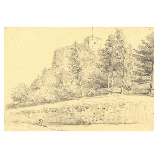 Monro, The Keep of Carisbrooke Castle, Isle of Wight, 1839, Graphite Drawing For Sale