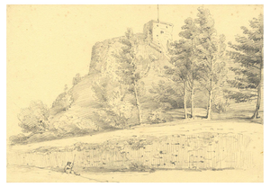 Monro, The Keep of Carisbrooke Castle, Isle of Wight, 1839, Graphite Drawing