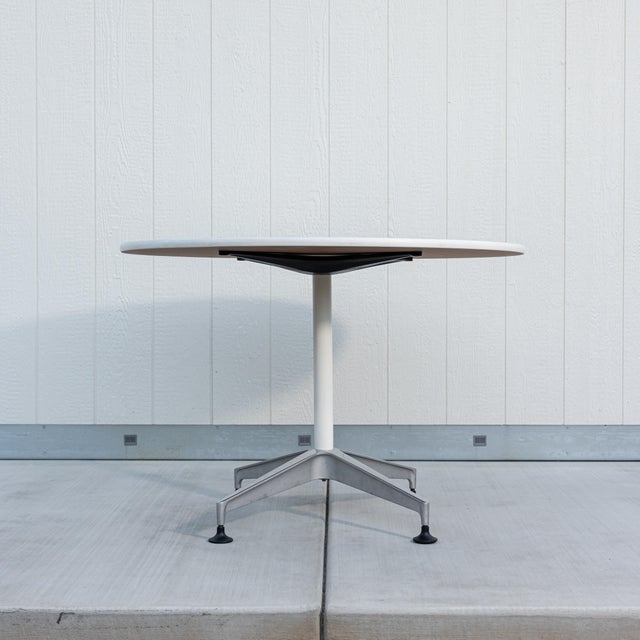 Authentic Herman Miller Setu round table designed by Studio 7.5, retaining its original Herman Miller label underneath....