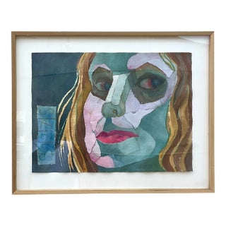 Vintage Boho Signed Original Mixed Media Painting For Sale