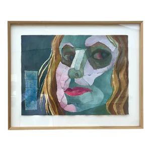 Vintage Boho Signed Original Mixed Media Painting