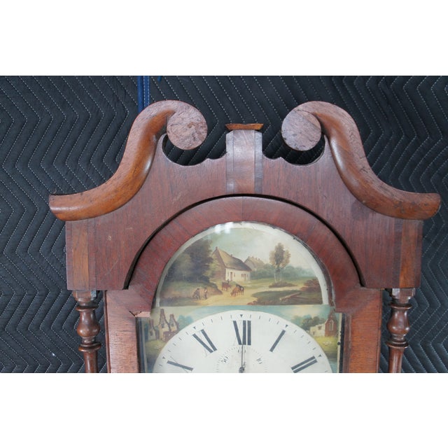 Antique English Georgian Quartersawn Oak Baldwin Loughborough Longcase Clock 85" For Sale - Image 17 of 18