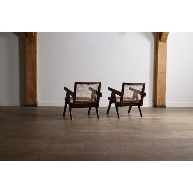 Lounge Chairs PJ-SI-29-A in Teak and Cane by Pierre Jeanneret, 1950s Set of 2 For Sale - Image 10 of 18