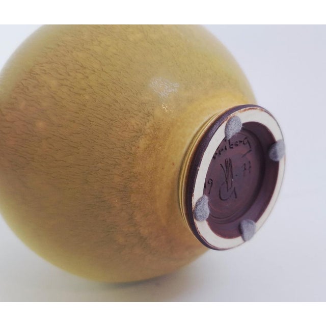 Round Vase with Yellow Hares Fur Glaze by Berndt Friberg for Gustavsberg, 1977 For Sale - Image 11 of 13