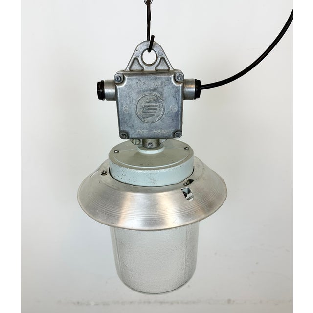 Industrial Aluminium Light with Glass Cover from Elektrosvit, 1970s For Sale - Image 9 of 16