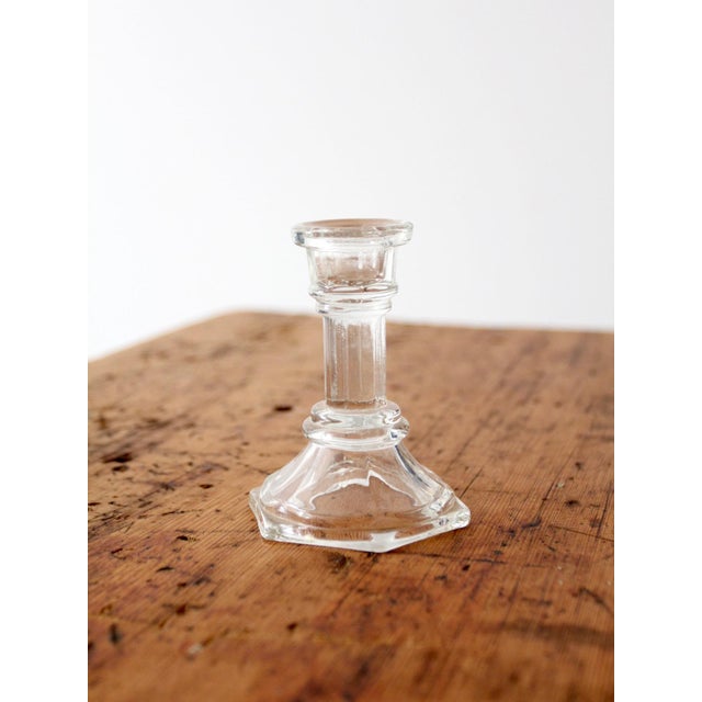 Mid 20th Century Vintage Glass Candlestick Holder For Sale - Image 5 of 7