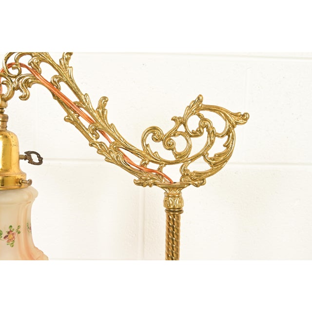 Tiffany and Co. Antique Art Nouveau Brass Bridge Arm Floor Lamp For Sale - Image 4 of 11