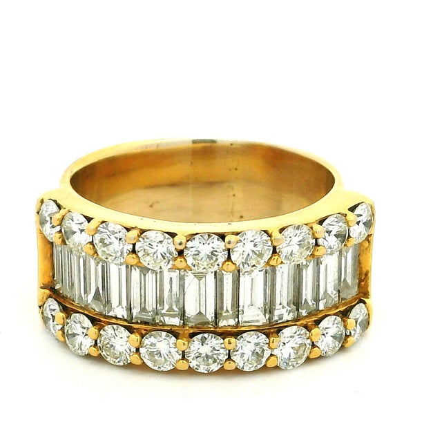 1980s American 18k Gold 4.60 Carat Diamond Wide Band Ring, Size 6.5 For Sale - Image 10 of 12