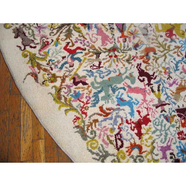 Mid 20th Century Lovely Ivory Field With Multicolored Mobile Figures Vintage Ecuadorian Rug by Olga Fisch For Sale - Image 5 of 7