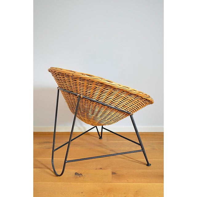 Mid-Century Round Wicker Chair, 1950s For Sale - Image 9 of 12