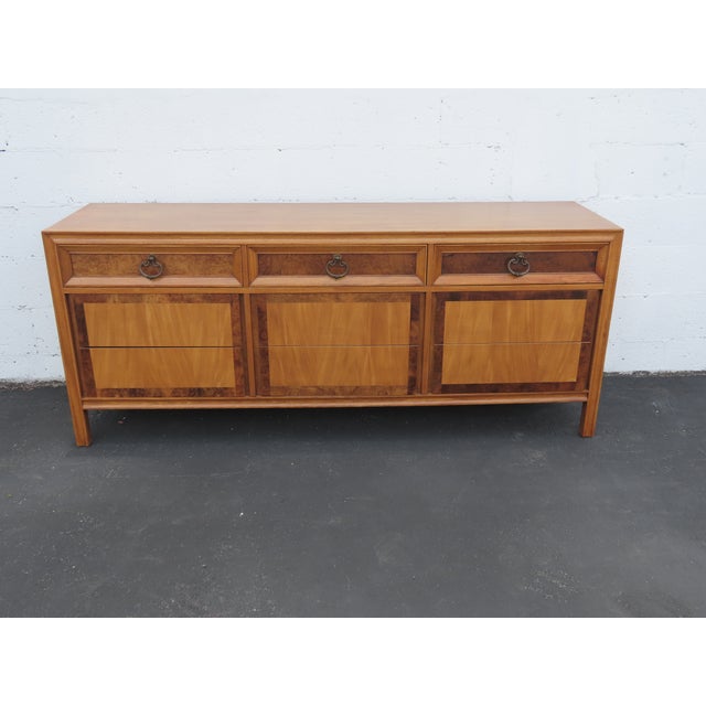 Basic Wiz Mid Century Modern Burlwood Long Low Dresser 6576 For Sale - Image 10 of 17