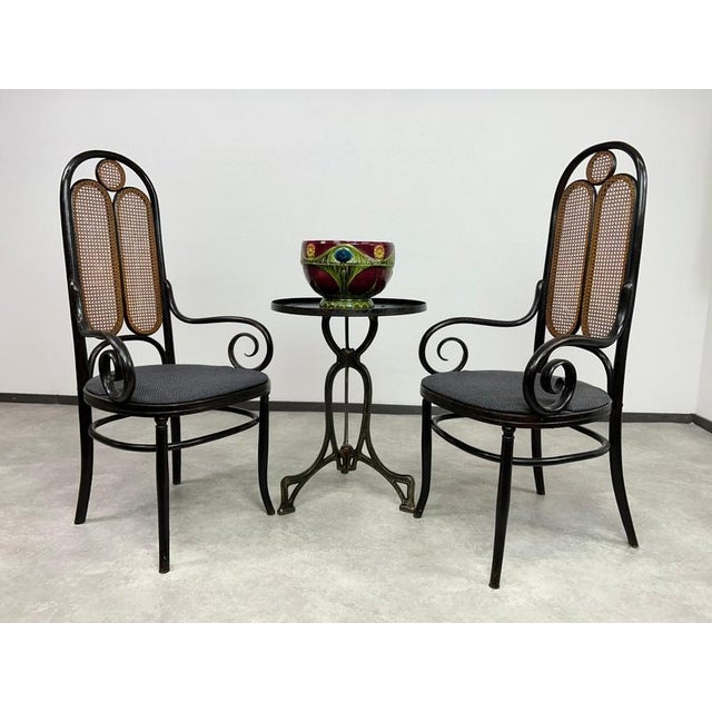 Jugendstil iron coffee table in original vintage condition with signs of use.